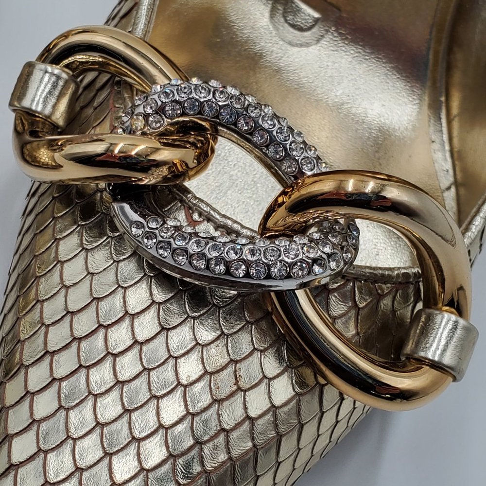 Karl Lagerfeld Paris Rhinestone Chain Metallic Heels - Picture 8 of 16